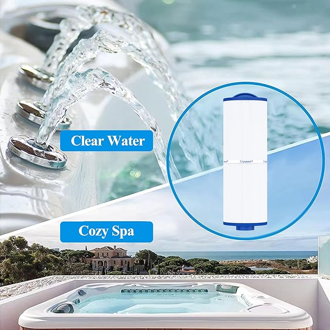 Cryspool® 04077 Compatible with Cal Spa Filters, 4CH-949, PWW50L, FC-0172, Rising Dragon, Dynasty Spas, 50 Sq. Ft Hot Tub Replacement Filter Cartridge, 2 Pack