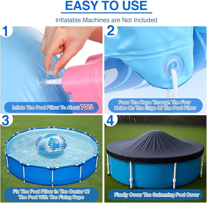 12pcs 4ft Pool Pillows for Above Ground Pools, Cover Balloon Winterizing Inflatable Air Pillow Float with Ropes PVC Ice Equalizer Closing Winter Swimming Ball Accessories