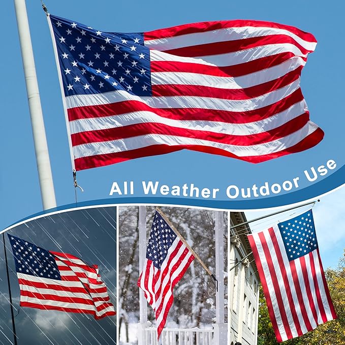 XIFAN Premium American Flag 6x10 Outdoor, Heavy Duty 420D Tough Polyester, Long Lasting US Flags for High Wind Outside with Embroidered Stars, Sewn Stripes, 3 Brass Grommets