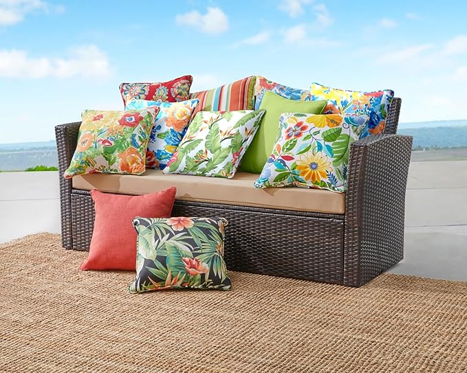 BrylaneHome 16" Square Toss Pillow - Patio & Outdoor - Patio & Outdoor - Water, Stain & Fade Resistant - Carolina