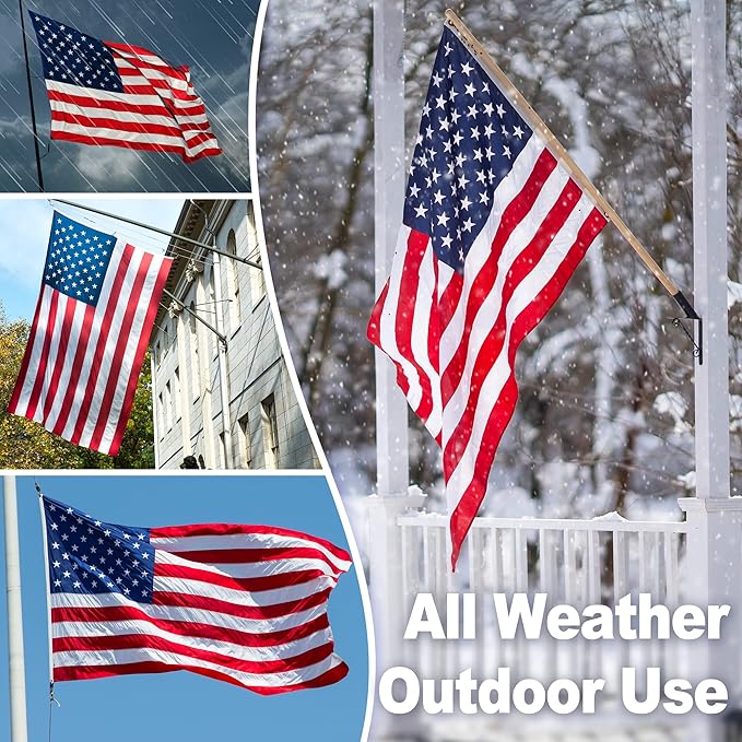 American Flag 15x25 ft TearProof Series, Heavy Duty Tough Spun Polyester USA Flags High Wind, US Flags for Outside Outdoor with Durable Embroidered Stars Sewn Stripes, 6 Brass Grommets