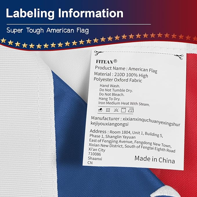 Long-Lasting Heavy-Duty 3x5 USA Flag, 3x5 American Flag Outdoor Heavy Duty,3by 5 American Flag,US Flags,3' x 5' America Flag,Premium Outdoor Banner with Embroidered Stars,Windproof Brass Grommets