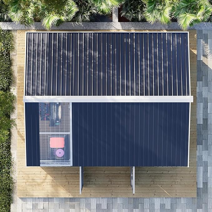 10x12 FT Metal Outdoor Storage Shed with Base Frame, Reinforced Frame Heavy Duty Large Waterproof Garden Tool Sheds with Unique Skylight Windows Air Vent for Patio Yard,Dark Grey