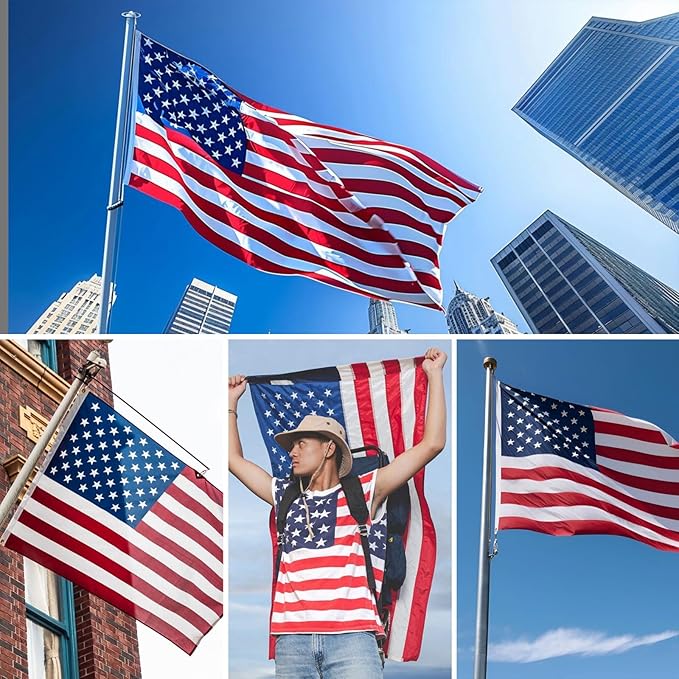 American Flag 3x5 FT,Weatherproof Heavy Duty Polyester Canvas Flags Ultra Durable Tear-Resistant, Deluxe Embroidered Stars & Sewn Stripes, Perfect for Outdoor Use with Brass Grommets