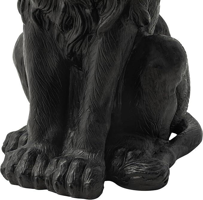 Glitzhome Guardian Sitting Lion Garden Statue MGO Outdoor Decoration, 27.75" H, Black