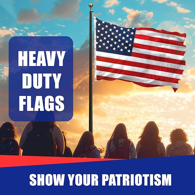 Super Tough 30ft x 50ft Nylon American Flag | Embroidered Stars and Sewn Stripes | Brass Grommets | Heavy-Duty Outdoor Flag | Fade Resistant American Flag Made in USA | All Weather Nylon