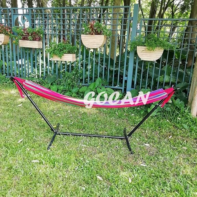 Brazilian Double Hammock 2 Person Extra Large 220x160cm Total Length 330cm Load 500lb Canvas Cotton Hammock for Patio Porch Garden Backyard Lounging Outdoor and Indoor(Rainbow) XXL