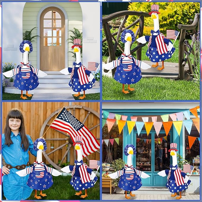 Abbylike Porch Goose Outfits Porch Yard Goose Outfits Clothes Costume Fits Large 23'' Cement for Garden Yard Statue Pathway Decorations