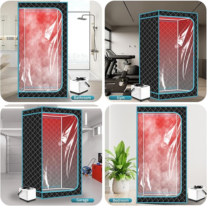 Portable Steam Saunas,Full Body Steam Sauna Box with 3L Steamer Pots for Home Spa,Sauna Tents 16 Levels 99 Minutes with Remote Control,Foldable Chair 33.8''x 33.8''x 65.74''
