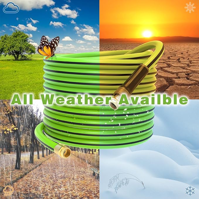 Garden Hose 25ft x 5/8",Short Garden Water Hose Heavy Duty,Flexible,Lightweight Hybrid Hose with Swivel Handle,3/4'' Brass Fittings,Hybrid Rubber Hose for Backyard