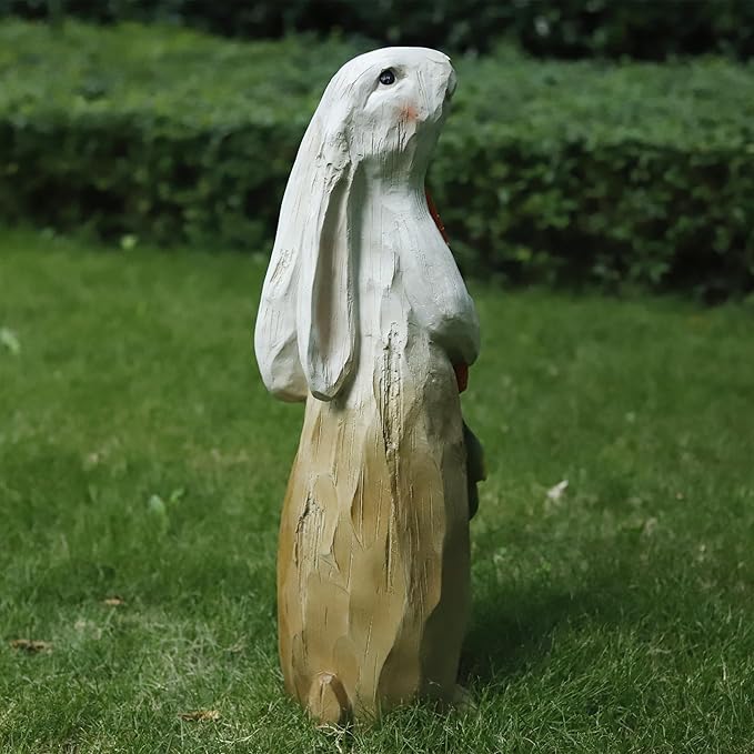 ZOEJADE 26" H Rabbit Large Statue Bunny Holding Carrot Sculpture Big Resin Outdoor Statues Indoor Decor Animal Ornament for Home Garden Lawn Yard Balcony Gifts Birthday Easter Housewarming Christmas