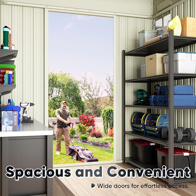 Quictent 5X3 FT Heavy Duty Outdoor Metal Storage Shed,Lockable Garden Shed with Rotating Roof, Waterproof Shed for Bike Storage, Tool Storage, Temporary Storage,Dark Gray(5.5X2.8 FT Base, No Floor)