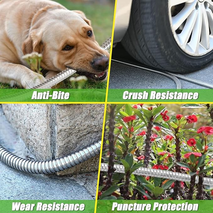 TOOLCY Metal Garden Hose 75 FT - 304 Stainless Steel Water Hose with Brass Nozzle - Super Flexible, No Kink, Heavy Duty, Lightweight, Durable Garden Hoses for Yard, Outdoor, Lawn