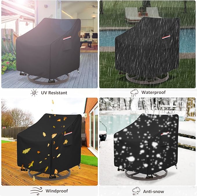 Okcool Outdoor Swivel Chair Cover 2 Pack,Outdoor Furniture Patio Chair Covers Waterproof Clearance,(27.5"W x 32.5"D x 39"H) Outdoor Lawn Patio Furniture Covers,Black