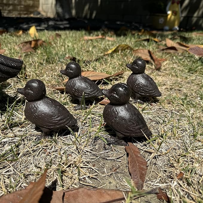Rust Brown Cast Iron Duck Figurine(3.6" Tall) - Single Piece Vintage Style Decorative Ornament for Home, Garden, Shelf Decor HC6905