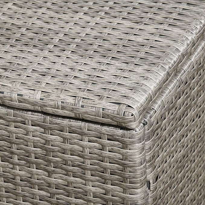 Outsunny 113 Gallon Deck Box, Rattan Outdoor Storage Box, Waterproof Storage Container for Indoor, Patio Furniture Cushions, Pool Supplies, Garden Tools, Gray