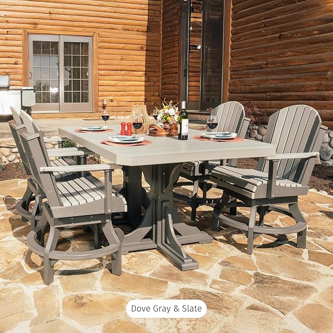LuxCraft Poly 4' x 6' Rectangular Dining Table, 36.25" Height, Outdoor Patio Table, Made with Recycled Plastics, Made in USA (Weatherwood)