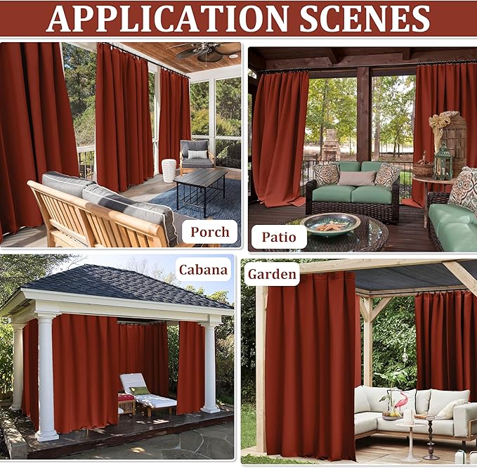 Gazebo Universal Replacement Privacy Curtain,10'Ć12' Gazebo Outdoor Waterproof Curtains, 4-Panels Sidewall Curtains with Double Zipper for Patio Canopy, Garden and Backyard (Curtain Only)