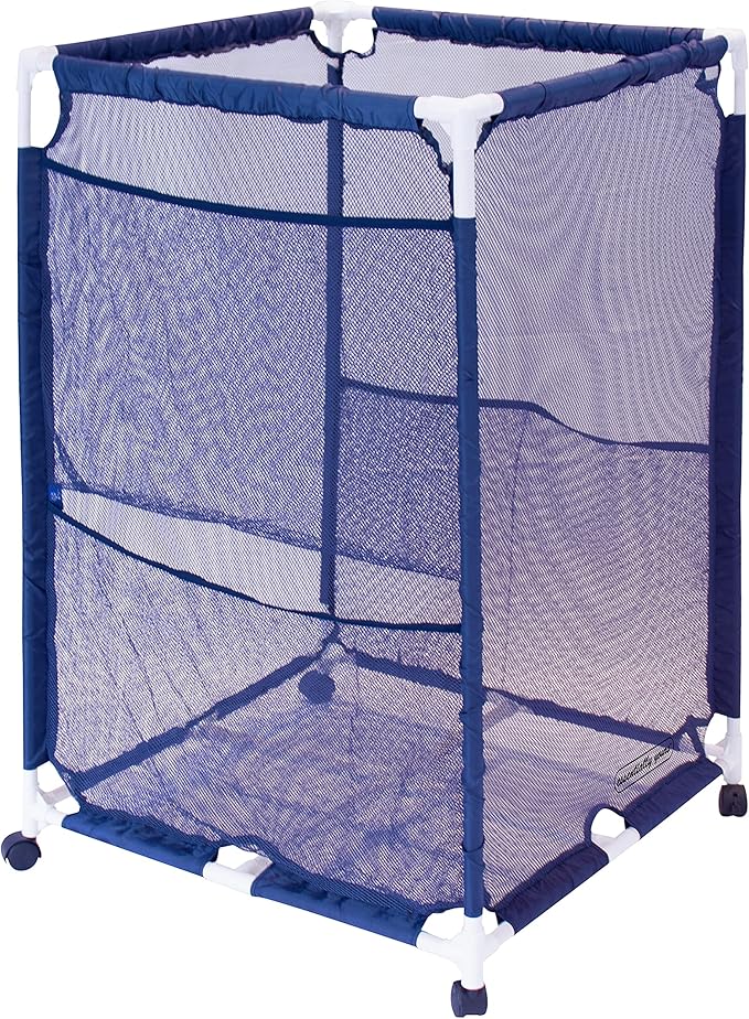 Essentially Yours Rolling Pool Storage Organizer Bin, Medium, (25.4" W x 25.4" L x 40" H), Blue / White Style 417227