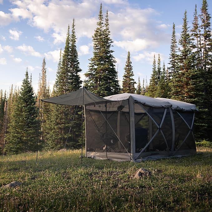 Gazelle Tents™ Tandem Gazebo, Easy Pop-Up Hub Screen Tent, Durable, TriTech Mesh, Waterproof, UV Resistant, 10-Person, Agave Green, 89" x 86" x 156", GG800AG
