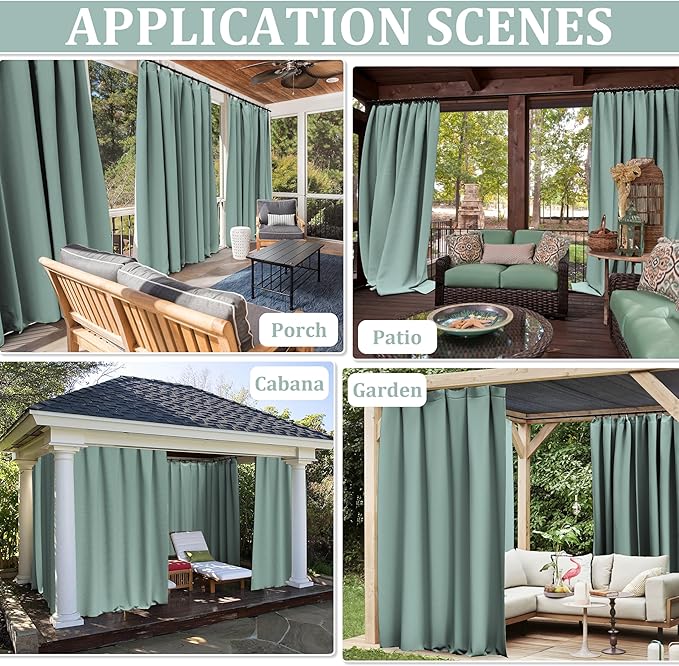 Gazebo Universal Replacement Privacy Curtain,12'Ć20' Gazebo Outdoor Waterproof Curtains, 4-Panels Sidewall Curtains with Double Zipper for Patio Canopy, Garden and Backyard (Curtain Only)