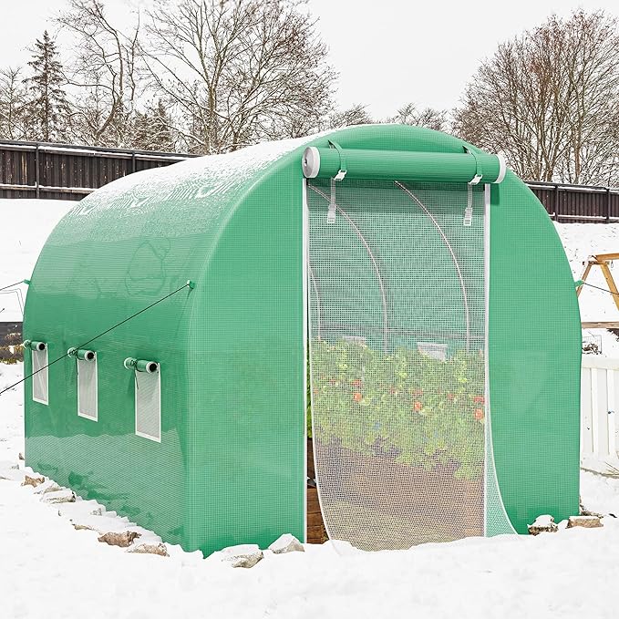 YITAHOME10'x7'x7' Greenhouses Large Walk-in Green House Heavy Duty Tunnel Green Houses Outdoor Portable Plant Gardening Upgraded Galvanized Steel Frame Zipper Doors 5 Crossbars Garden