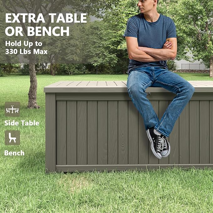 Outdoor Storage Box Waterproof, 180 Gallon Deck Box Indoor and Outdoor Use, Backyard Storage Box with Lockable Lid for Package Delivery Box, Patio Furniture, Pool Accessories, Garden Tools