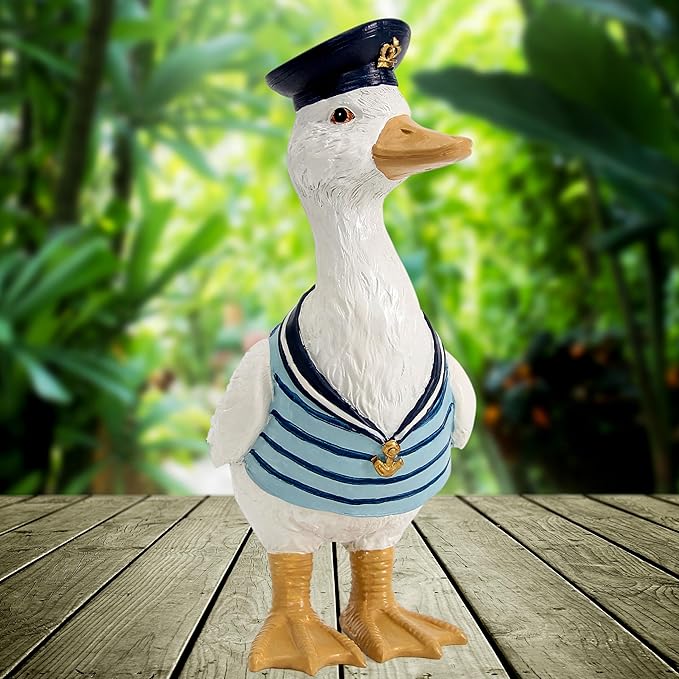 Garden Duck Statues for Outdoor Decorations,Porch Duck Figurine Sculptures for Garden Decor,Animal Statue Beach Nautical Ducks Decor for Indoor Outside Porch Patio Yard Lawn Home Shelf Decor Accent