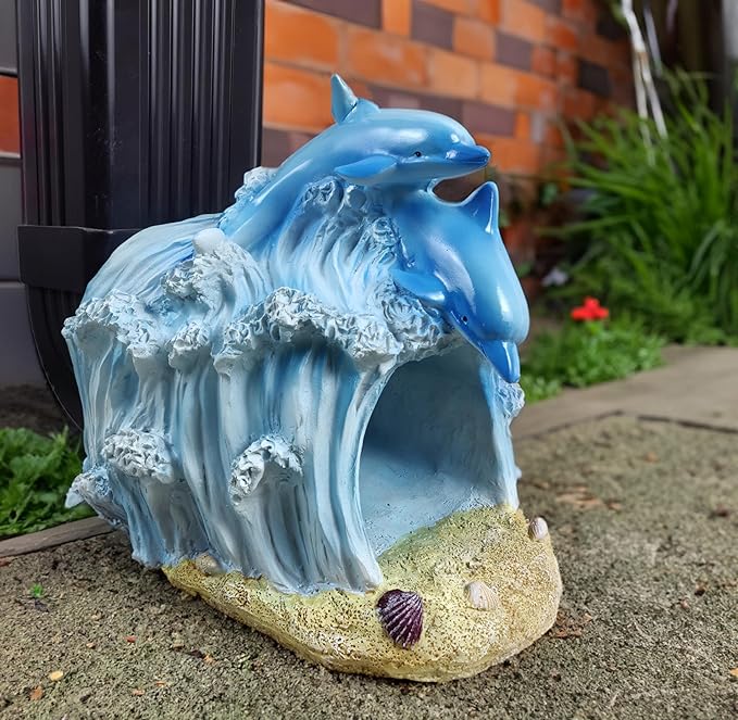 coolboy Gutter Downspout Extension Dolphin Statues Garden Decoration,Resin Statue Outdoor Decor,Animal Downspout Diverter,Gutter Extension Decorative,3"×4" Downspout Extender Diverter Splash Block