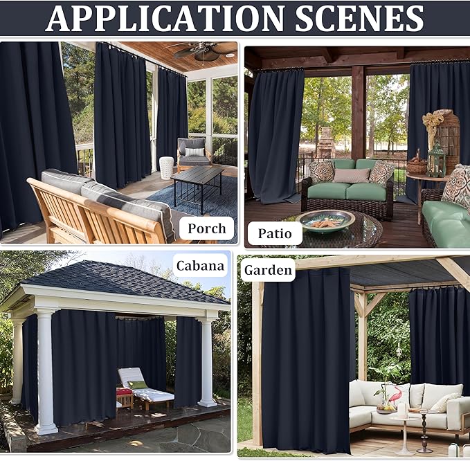 Gazebo Universal Replacement Privacy Curtain,10'Ć13' Gazebo Outdoor Waterproof Curtains, 4-Panels Sidewall Curtains with Double Zipper for Patio Canopy, Garden and Backyard (Curtain Only)