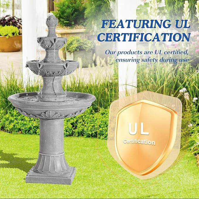 Italian Outdoor Water Fountains Garden Decor - 48.4''H Fountains and Waterfalls Outside, Large Cascading Indoor Floor-Standing Resin Bubbler Fountain Features W/Pump for Patio and Yard
