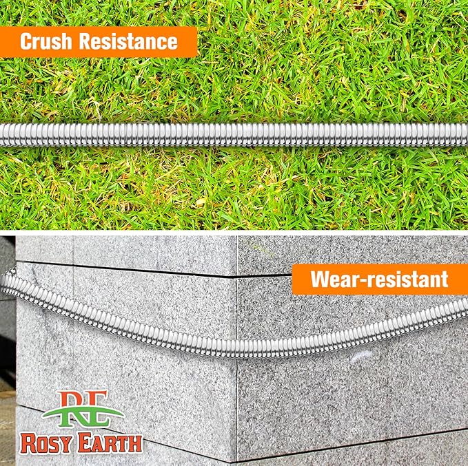 100 FT Garden Hose Expandable - 304 Stainless Steel Water Hose 100 FT - Heavy Duty Flexible Kink Free Hose, no Bite