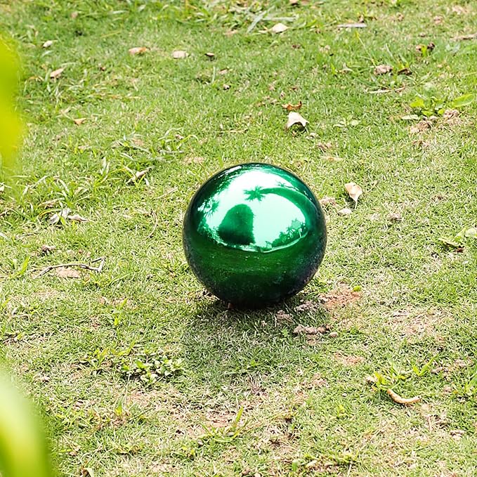 Stainless Steel Gazing Ball,10inch Green Gazing Globe