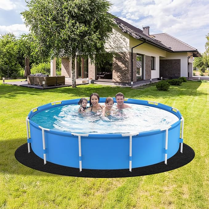 VINGLI 15 FT Round Pool Liner Pad for Above Ground Swimming Pools, Extra Thick Swimming Pool Liner, Prevent Punctures, Weed Barrier, Black