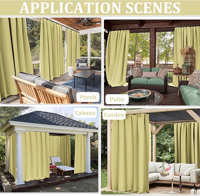 Gazebo Universal Replacement Privacy Curtain,10'Ć12' Gazebo Outdoor Waterproof Curtains, 4-Panels Sidewall Curtains with Double Zipper for Patio Canopy, Garden and Backyard (Curtain Only)