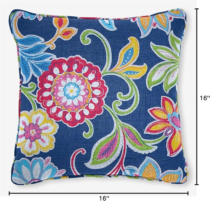 BrylaneHome 16" Square Toss Pillow - Patio & Outdoor - Patio & Outdoor - Water, Stain & Fade Resistant - Granada