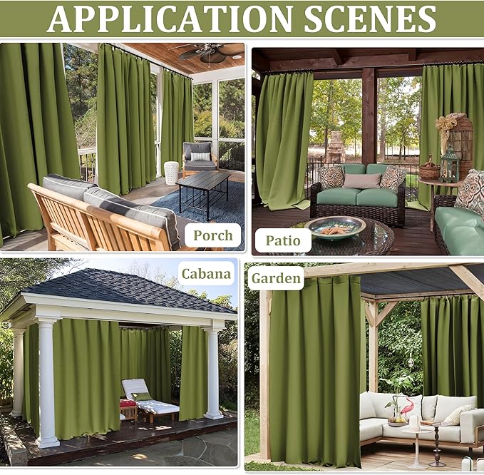 Gazebo Universal Replacement Privacy Curtain,12'Ć14' Gazebo Outdoor Waterproof Curtains, 4-Panels Sidewall Curtains with Double Zipper for Patio Canopy, Garden and Backyard (Curtain Only)