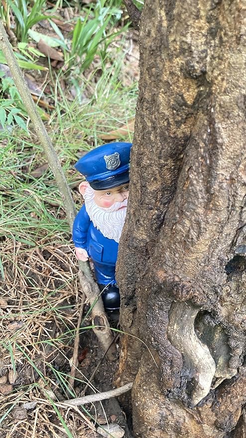 molchagar Police Garden Gnome Statue,United States Police Officer Gnome Figurine Gift for Home Decor Outdoor Yard Art Lawn Ornaments