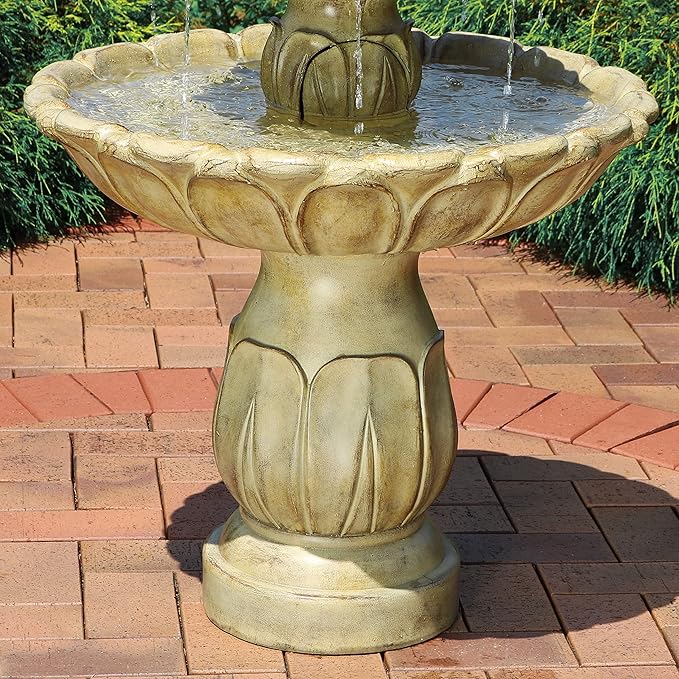 Sunnydaze Classic Tulip 3-Tier Electric Water Fountain - 46-Inch - with Electric Submersible Pump for Patio, Yard or Deck - Garden Stone