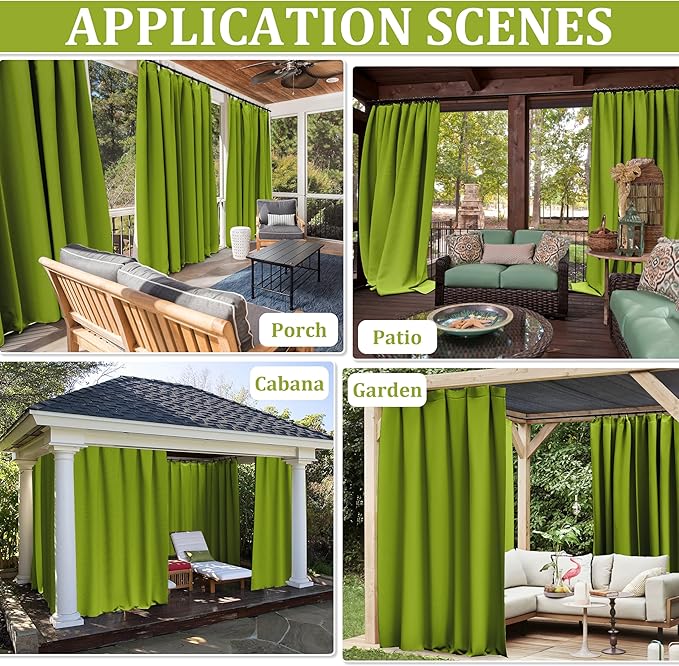 Gazebo Universal Replacement Privacy Curtain,10'Ć10' Gazebo Outdoor Waterproof Curtains, 4-Panels Sidewall Curtains with Double Zipper for Patio Canopy, Garden and Backyard (Curtain Only)