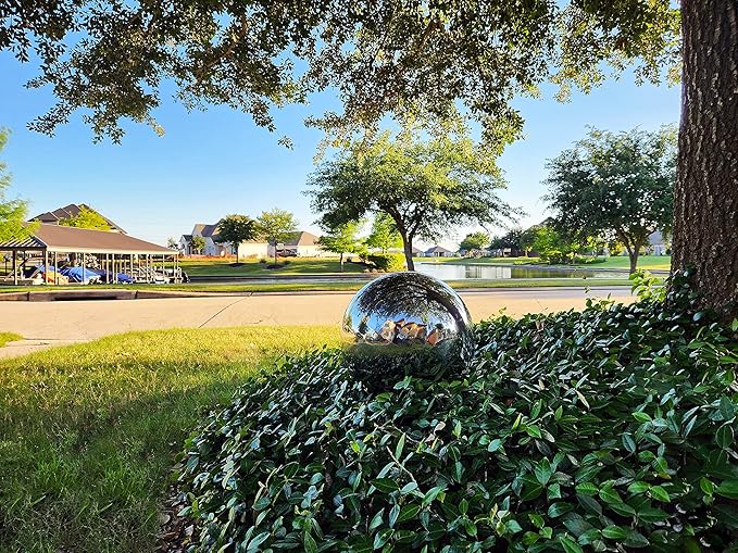Lulu Decor, Size 14 Silver Stainless Steel Gazing Mirror Ball, Smooth Reflective Shiny Garden Decoration Globe