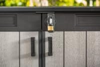 Keter Cortina Mega Ft All-Weather Outdoor Resin Horizontal Storage Shed for Outdoor Yard and Garbage Bin Storage with Lockable Doors, Graphite