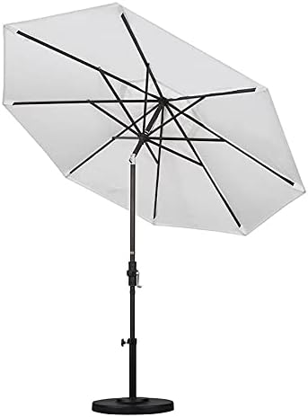 California Umbrella 9' Rd Pacific Trail Series Aluminum Patio Umbrella, Crank Lift, Push Button Tilt, Black Finish, Sunbrella Cabana Classic Fabric