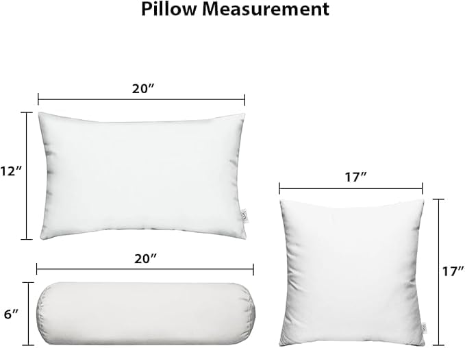 RSH DECOR: 6-Pack Pillow Set | All-Weather Spun Fabric | Water & Fade-Resistant | 17" Square, 20" x 12" Lumbar, 20" x 6" Neck Roll | Outdoor Pillows for Patio Furniture | Canvas Melon