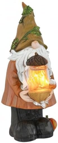 TZSSP Autumn Gnome Resin Figurine with LED Lights Thanksgiving Table Decorations for Harvest Festivals & Parties