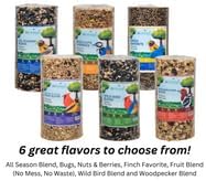 JCs Wildlife Bugs, Nuts and Berries Premium Bird Seed Small Cylinder with Hole, 1.5 lb (4 Cylinder)