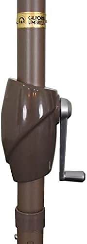 California Umbrella 9' Rd Pacific Trail Series Aluminum Patio Umbrella, Crank Lift, Push Button Tilt, Black Finish, Sunbrella Cabana Classic Fabric