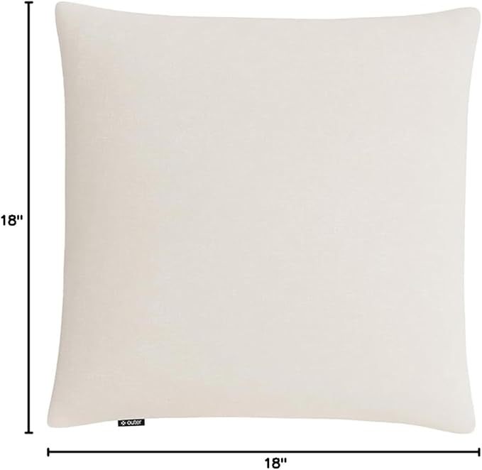 Outer Outdoor Throw Pillow with OuterWeave Performance Fabric, Decorative Outdoor Pillow for Patio & Outdoor Furniture, Includes Machine Washable Pillow Cover and Insert - Pailsades Cream, 18"x18"