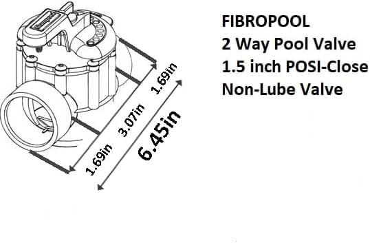 Fibropool Swimming Pool Inline Diverter Valve - 1 1/2 Inch - 2 Way - Positive Seal & Non Lube Replacement Valve for Pools and Spas POSI-CLOSE