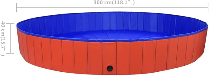 Foldable Dog Swimming Pool, Foldable Pet Swimming Pool, Portable Dog Pool, Bath Pool Collapsible Dog Pet Pool Bathing Tub, 118.1"x15.7" PVC Red